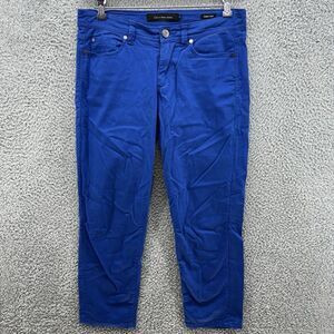 Calvin Klein Jeans Women's 8 Royal Blue Dark Wash Skinny Crop Jeans Embroidered‎
